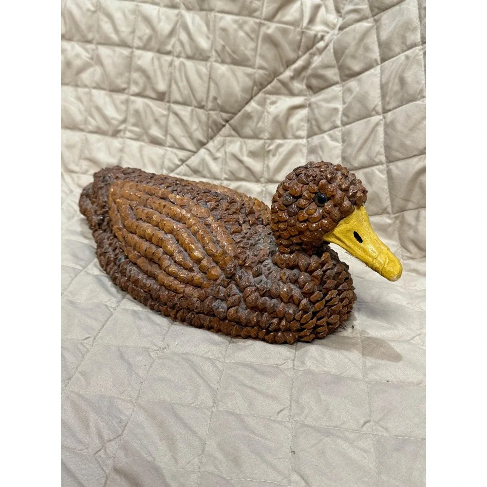 Vintage Duck‎ Figurine Made From Pieces of Pinecones.